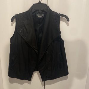 Black Vince asymmetric leather vest ; preowned  size x small